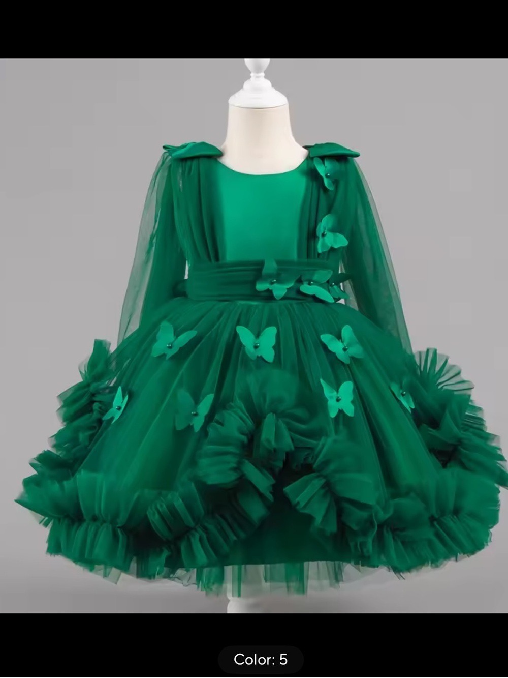Emerald Green Tulle Butterfly  Dress